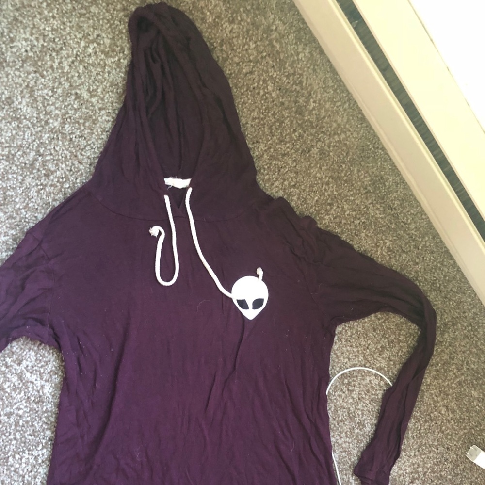 Sheer like hooded long sleeve